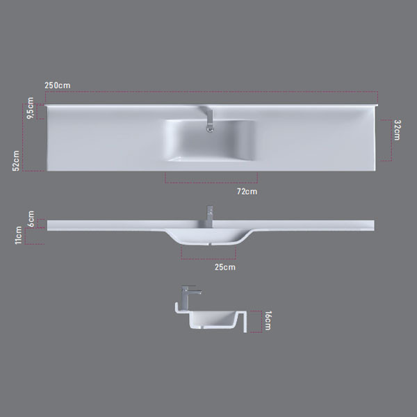 Sanitec Xenia 121-150 Ανάγλυφο Συνθετικό Βάση Επίπλου Μπάνιου Με Νιπτήρα
