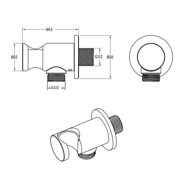 Eurorama CE10131-410 + RE50200-410 + RE51620-410 Black Brushed Επίτοιχη Παροχή Νερού