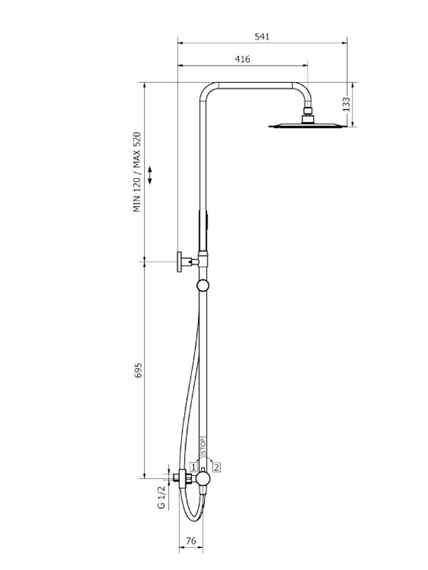 Teorema Slope Chrome 110940 Στήλη Ντους Με Μπαταρία