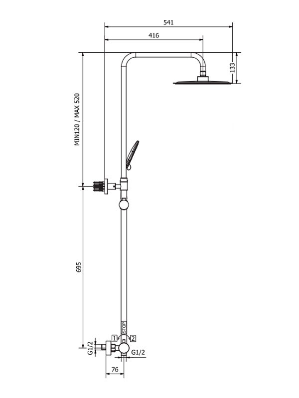 Teorema Bing Black Matt 637733 Στήλη Ντους Με Μπαταρία