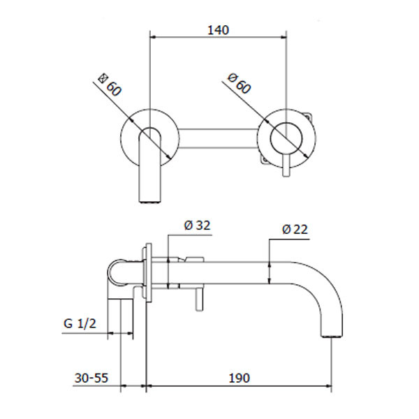 Teorema New Jabil Chrome 1178380 Μπαταρία Νιπτήρος Εντοιχισμού
