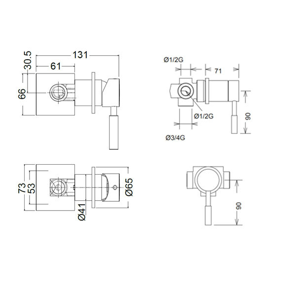 La Torre New Tech 12051SP-100 + 34376-100 Chrome Επιτοίχιος Μίκτης Με Εκτροπέα