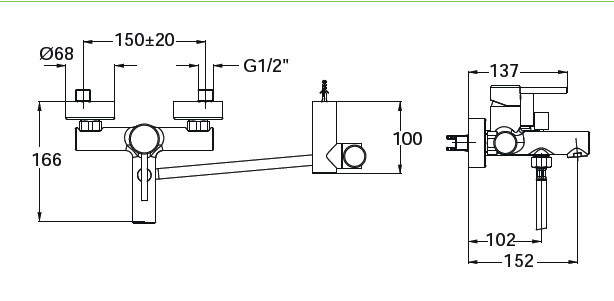 Eurorama Tonda 145210-100 Chrome Μπαταρία Λουτρού