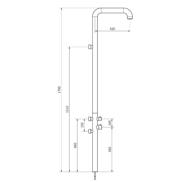 Theorema Treunosei 153900 Inox Matt Στήλη Ντους Εξωτερικού Χώρου