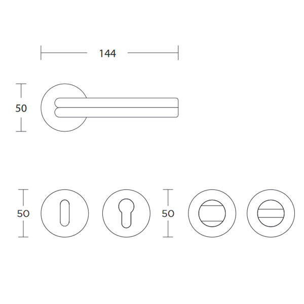 Convex 1665 Πόμολο Μεσόπορτας Ματ Χρώμιο