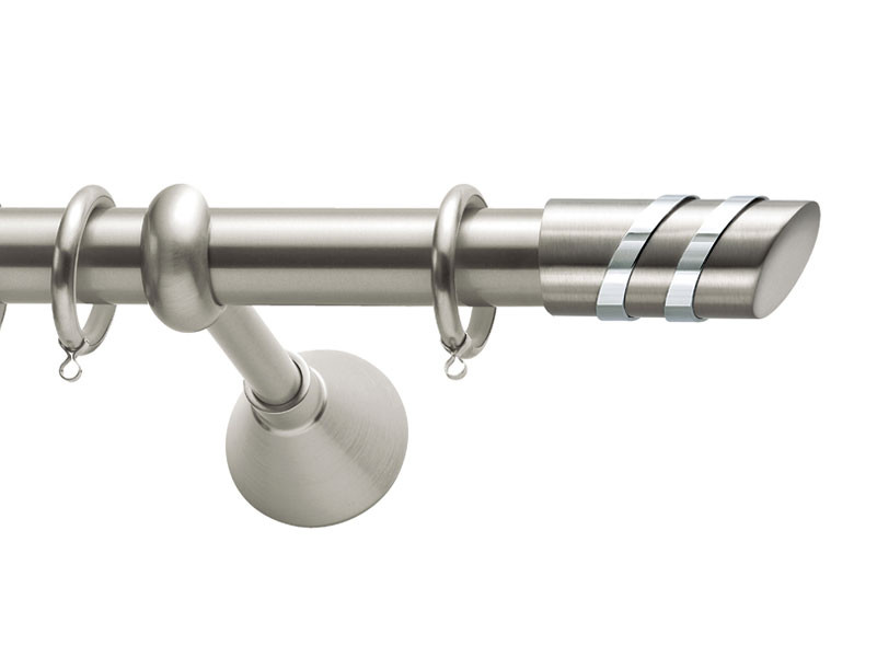 Viometale Set Νικi Κουρτινόξυλο Ø25 Νίκελ Ματ/Χρώμιο