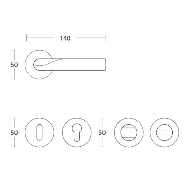 Convex 1775 Πόμολο Μεσόπορτας Ματ Γραφίτης