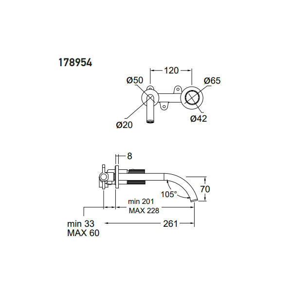 Eurorama Oso 178954-410 Black Brushed Νιπτήρος Εντοιχισμού