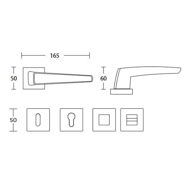 Convex 2045 Πόμολο Μεσόπορτας Ματ Ορείχαλκος