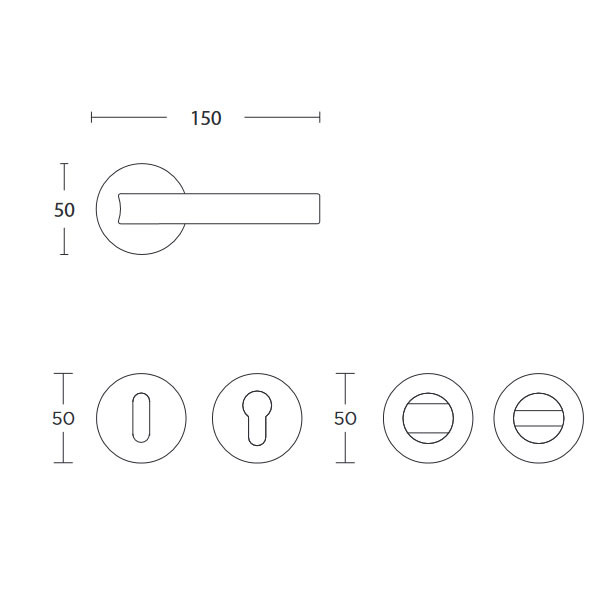 Convex 2205 Πόμολο Μεσόπορτας Ματ Χαλκός
