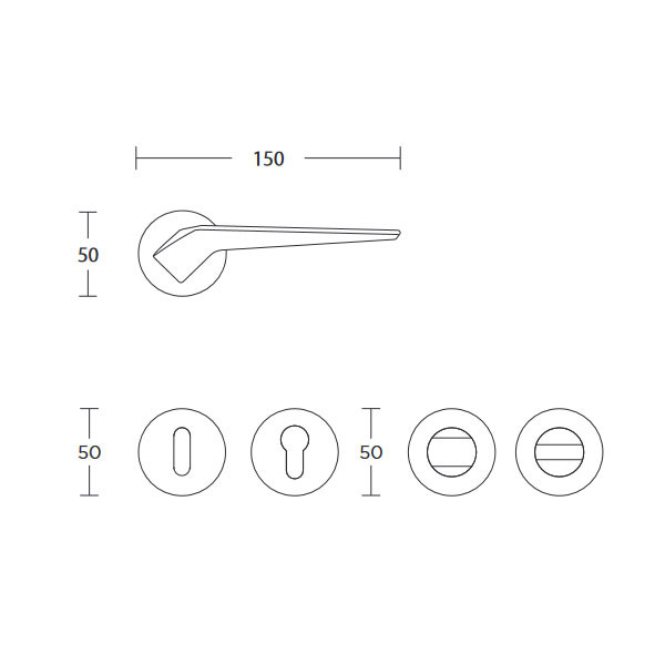 Convex 2405 Πόμολο Μεσόπορτας Ματ Μαύρο
