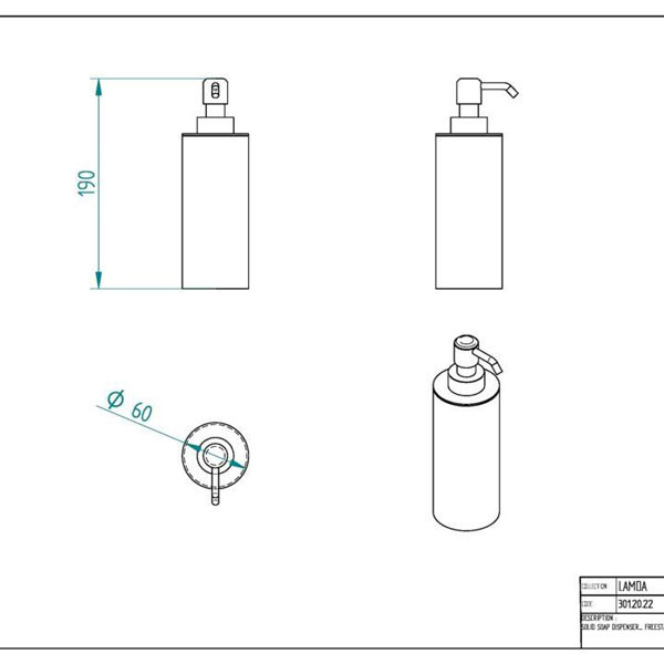 Verdi PVD Lamda Gun Metal Gloss 301.20.50 Ντισπένσερ Επικαθήμενο