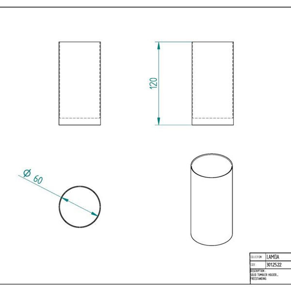 Verdi PVD Lamda Gun Metal Gloss 301.25.50 Ποτηροθήκη