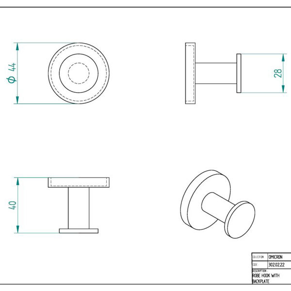Verdi PVD Omicron Light Gold Brushed 302.02.42 Άγκιστρο Μονό