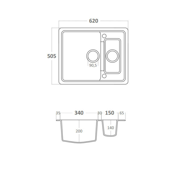Sanitec Classic 330 Νεροχύτης Κουζίνας Συνθετικός