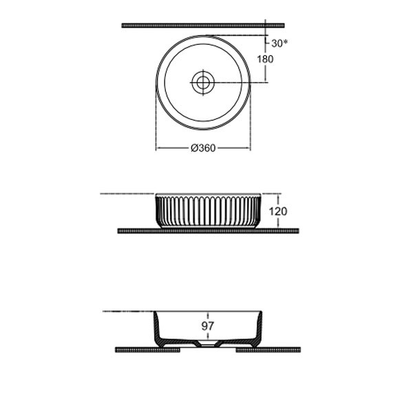 Bianco Ceramica Etna-S 33136-300 Νιπτήρας Eπικαθήμενος