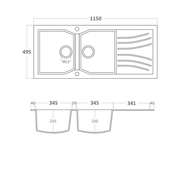 Sanitec Classic 332 Νεροχύτης Γρανίτης Ένθετος
