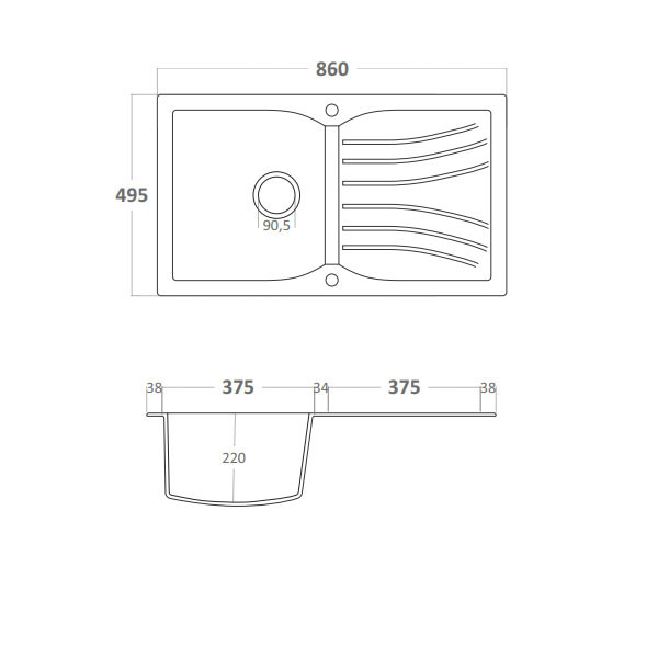 Sanitec Classic 337 Νεροχύτης Κουζίνας Συνθετικός