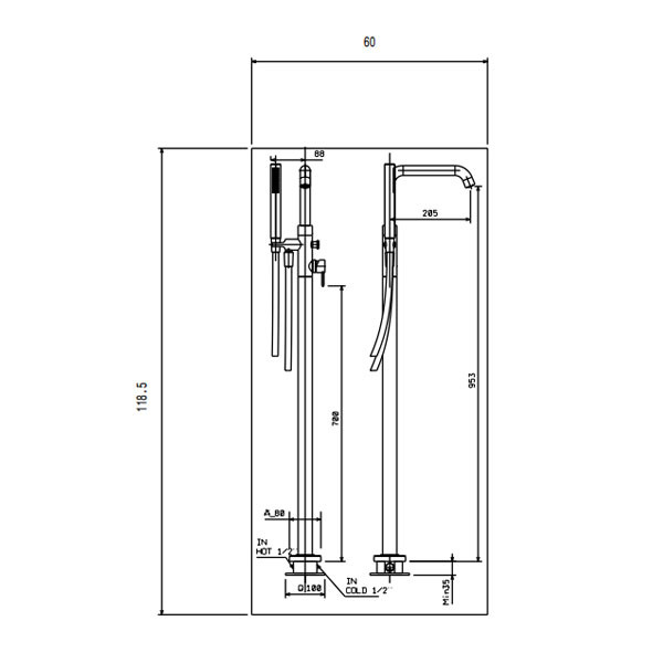 La Torre 34078-100 Chrome Επιδαπέδια Μπαταρία