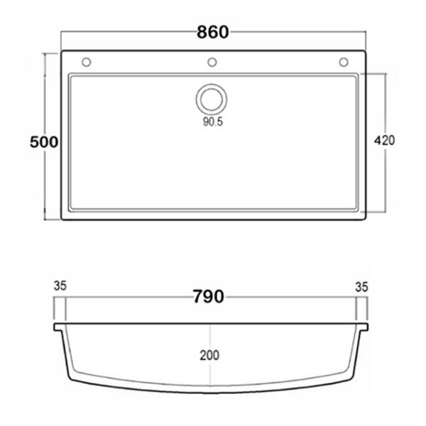 Sanitec Classic 345 Νεροχύτης Γρανίτης Ένθετος