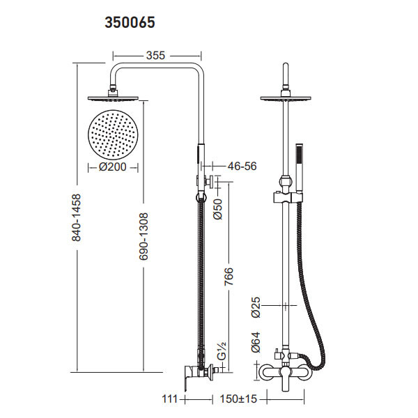 Cora Mist 350065-100 Chrome Στήλη Ντους Με Μπαταρία
