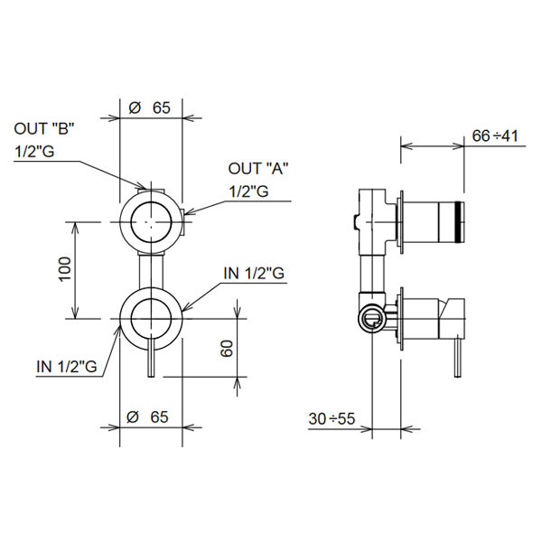 La Torre Elle 316 35314-411 Black Brushed PVD Επιτοίχιος Μίκτης Με Εκτροπέα