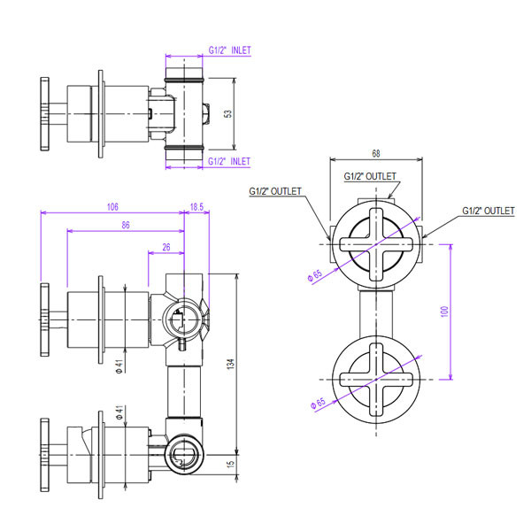 La Torre Elle Cross 38316-221 Antique Brass Επιτοίχιος Μίκτης Με Εκτροπέα