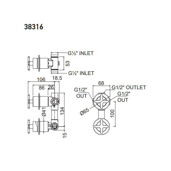 La Torre Elle Cross 38316-201 Gold Brushed Επιτοίχιος Μίκτης Με Εκτροπέα