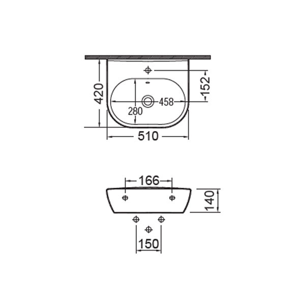 Bianco Ceramica Studio 39050-300 Νιπτήρας Επιτοίχιος