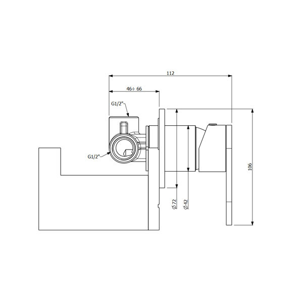 Armando Vicario Slim 500050-400 + 34374-400 Black Matt Επιτοίχιος Μίκτης Με Εκτροπέα