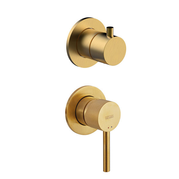 Armando Vicario Industrial 512050-201 + 500075-201 Gold Brushed Επιτοίχιος Μίκτης Με Εκτροπέα