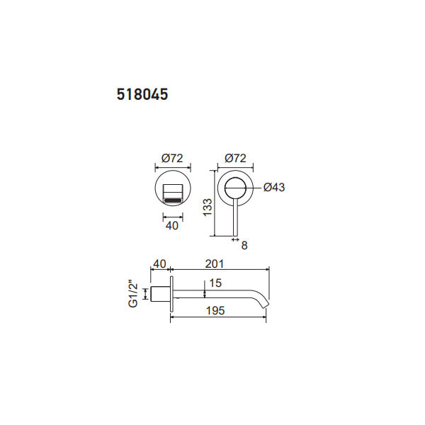 Armando Vicario Mooi 518045-400 Black Matt Νιπτήρος Εντοιχισμού