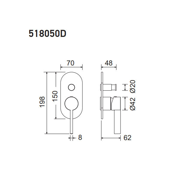 Armando Vicario Mooi 518050D-110 Inox Finish Επιτοίχιος Μίκτης Με Εκτροπέα