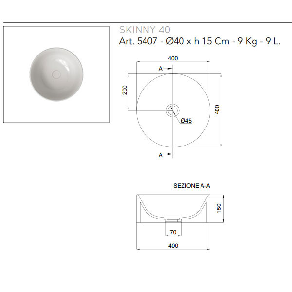 Scarabeo Skinny 5407-300 Νιπτήρας Eπικαθήμενος