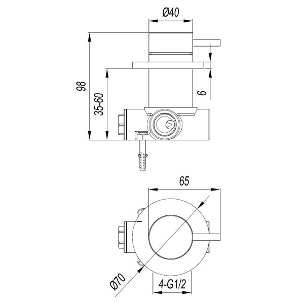 Cora Cosmo 316L 6150-811 + 6151-811 PVD Rose Gold Brushed Επιτοίχιος Μίκτης Με Εκτροπέα