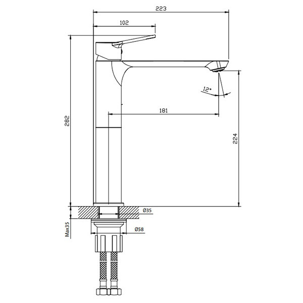 KLS Roma Chrome 690212 Μπαταρία Νιπτήρος Ψηλή