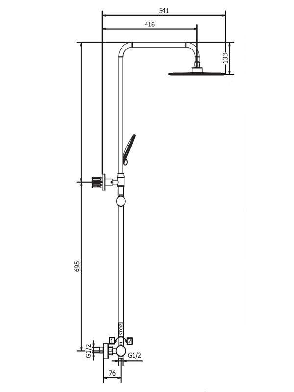 KLS Lux Chrome 690650L Στήλη Ντους Με Μπαταρία