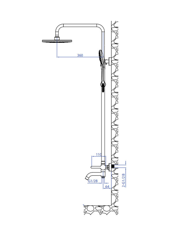 KLS Carla Chrome 690650C Στήλη Ντους Με Μπαταρία