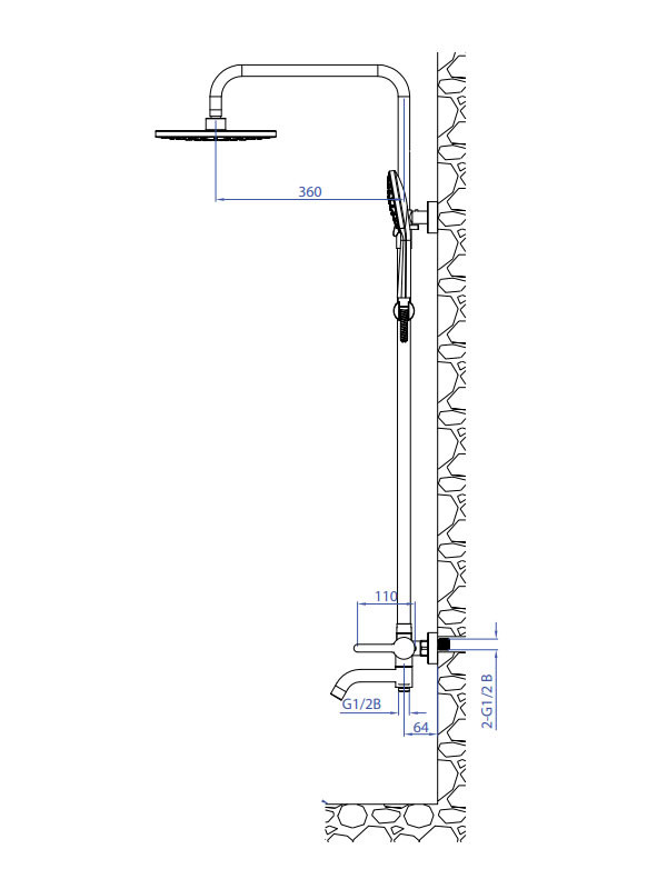 KLS Carla Brush Nickel 690650CBN Στήλη Ντους Με Μπαταρία