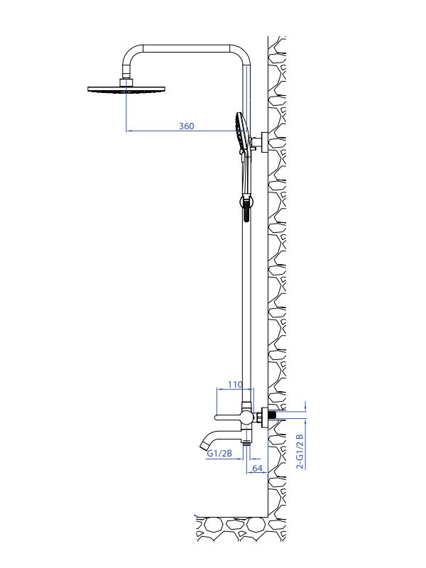 KLS Carla Black Matt 690650CMB Στήλη Ντους Με Μπαταρία