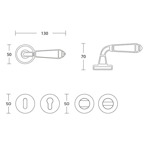 Convex 695 Πόμολο Μεσόπορτας Σίδηρος/Κρακελέ
