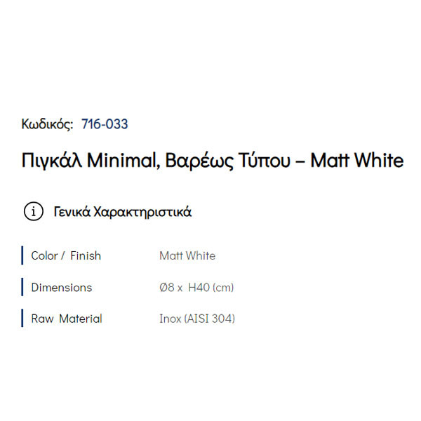Pam Matt White 716-033 Πιγκάλ Μπάνιου