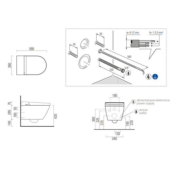 GSI WClean Smart 7418K-401 Ardesia Ηλεκτρονική Λεκάνη Με Μπιντέ