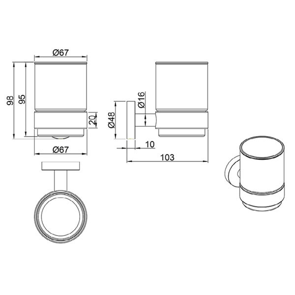 LARSD Fiera Black Matt 745858MB Ποτηροθήκη
