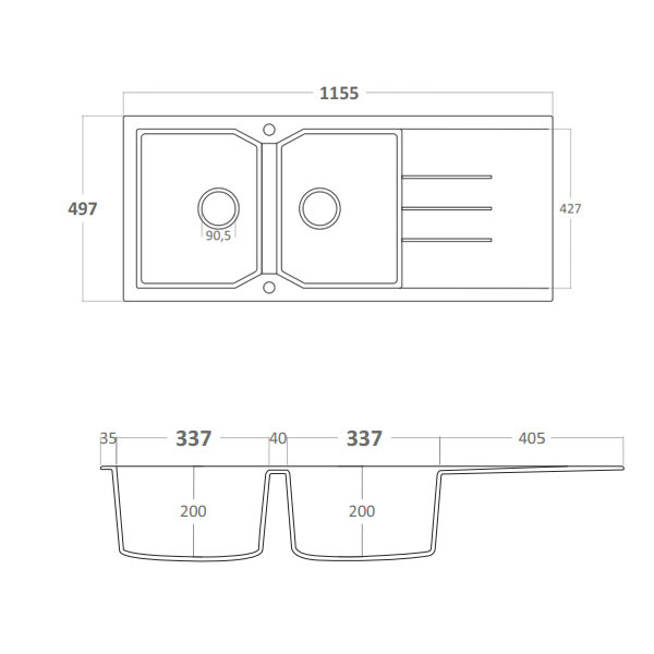 Sanitec Ultra 800 Sienna Νεροχύτης Γρανίτης Ένθετος