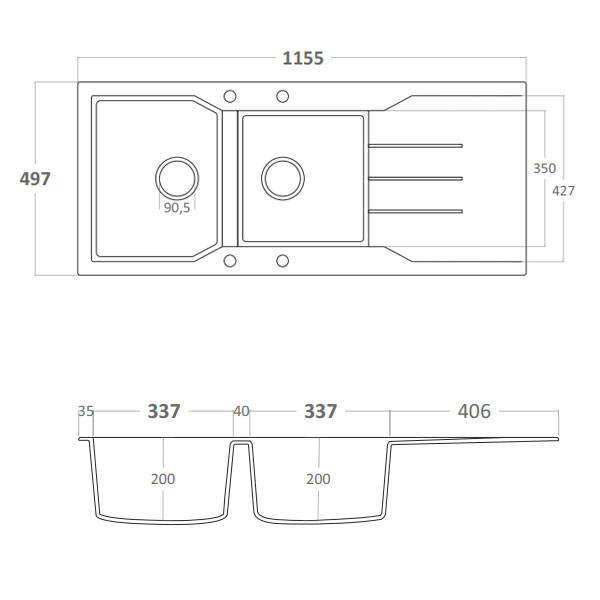 Sanitec Ultra 801 Pietra Νεροχύτης Γρανίτης Ένθετος