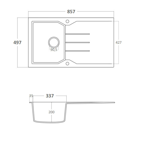 Sanitec Ultra 805 Sabbia Νεροχύτης Γρανίτης Ένθετος