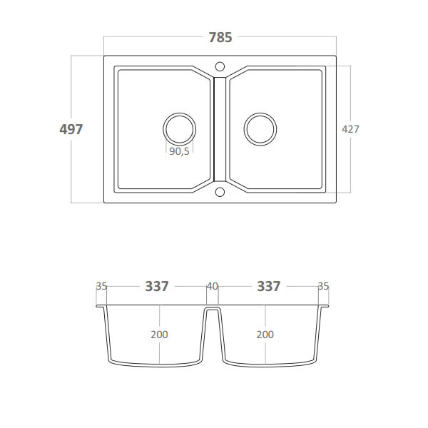 Sanitec Ultra 806 Grafite Νεροχύτης Γρανίτης Ένθετος