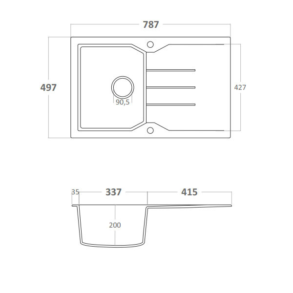 Sanitec Ultra 807 Sienna Νεροχύτης Γρανίτης Ένθετος