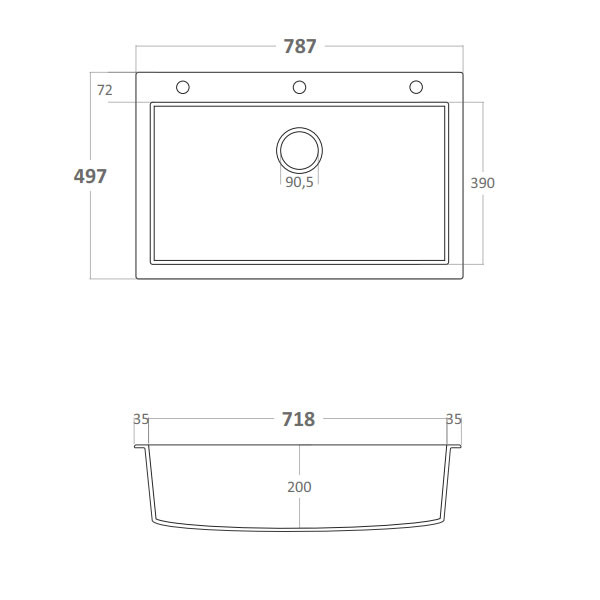Sanitec Ultra 808 Grafite Νεροχύτης Γρανίτης Ένθετος